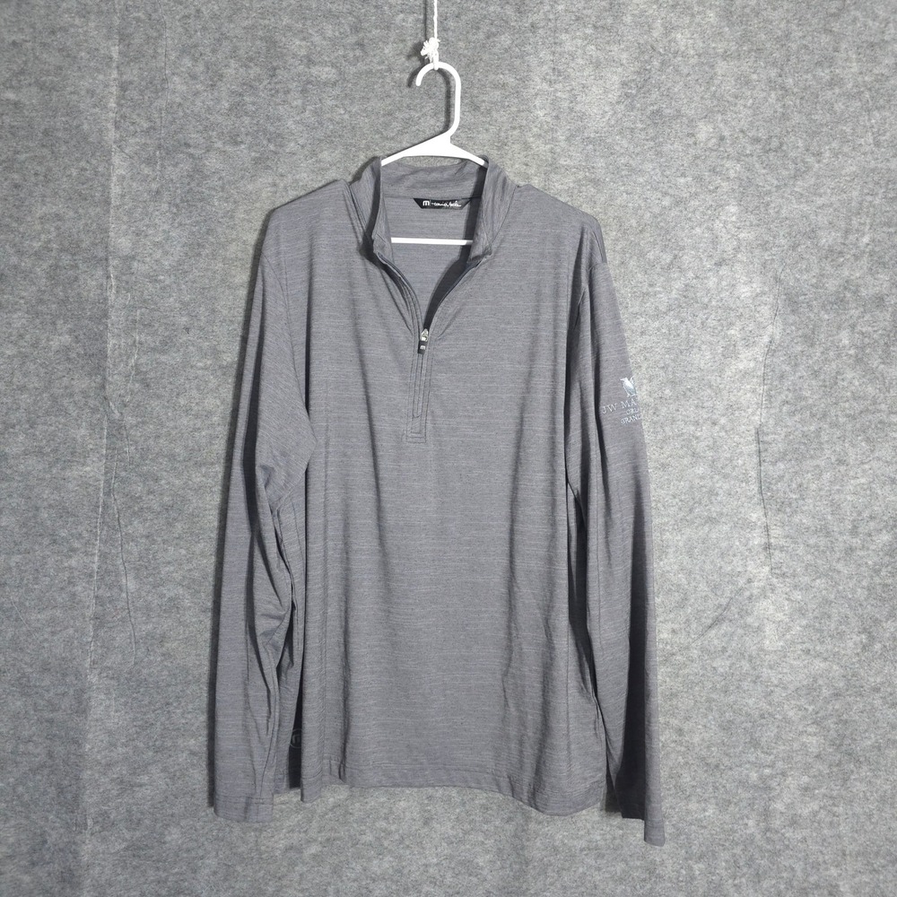TravisMathew Pullover Mens XL Grey 1/4 Zip JW Marriott Logo Heathered Stretch